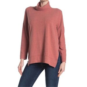 MELLODAY Pink Turtleneck Sweater Women’s Large Cozy Cotton Knit Pullover NWOT